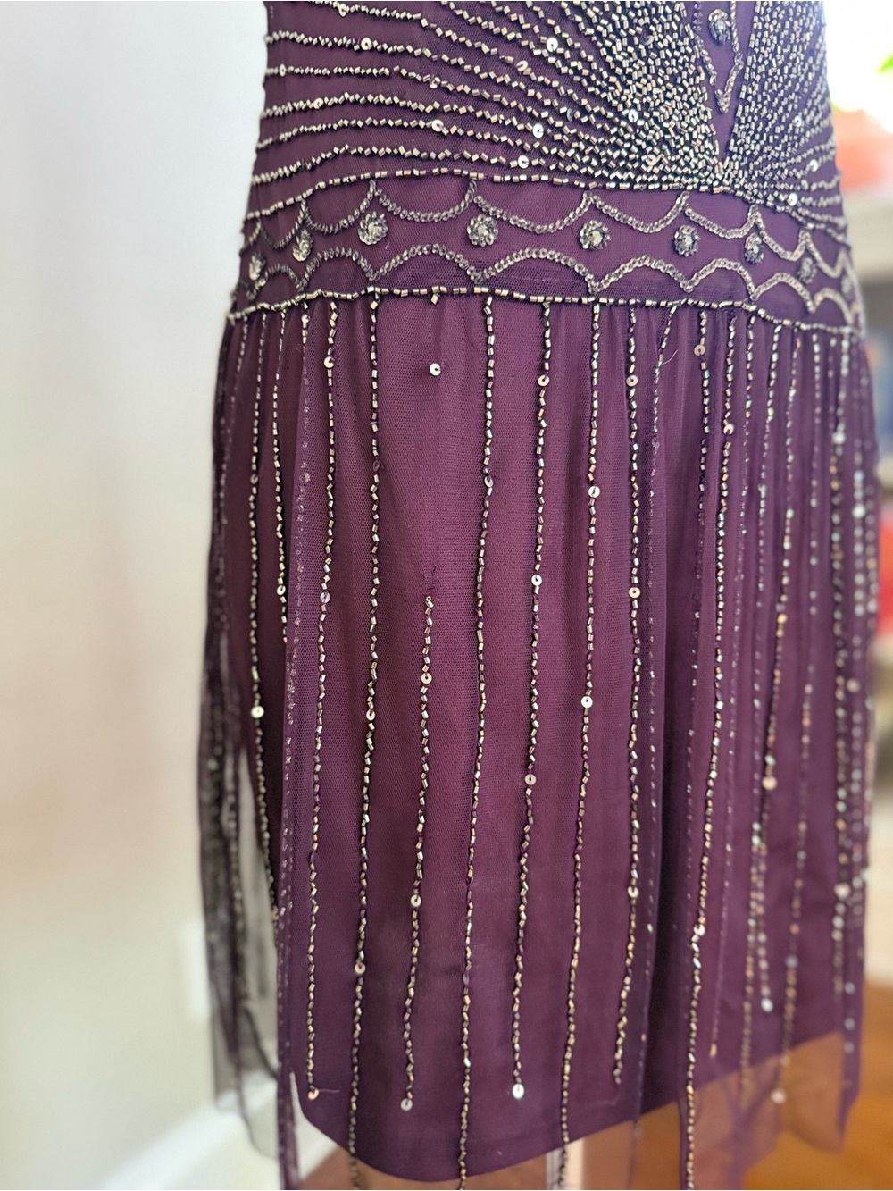 Adrianna Papell Beaded Gatsby Flapper Dress Size M/L Art Deco Costume Party - Picture 13 of 14